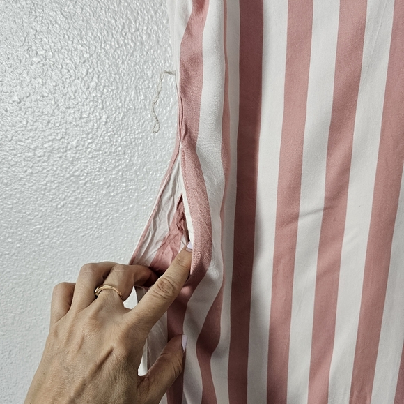 Lauren Ralph Pink and White Striped Button-Up Dress Sz 6 - Picture 3 of 6